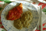 Beef in Tomato Sauce and Aubergine Purree